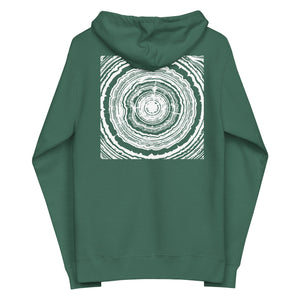 Dendro Zip Hoodie in Alpine Green (back) by Treefort Lifestyles.