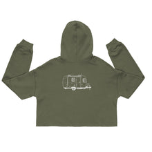 Load image into Gallery viewer, Camper Hoodie in Military Green (back) by Treefort Lifestyles.